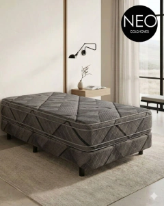 CONJUNTO ESPUMA 100X190 SKY BLACK - PLAZA Y MEDIA