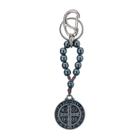 Chaveiro Dezena de São Bento em Hematita 8mm