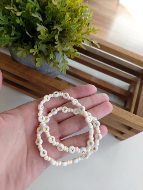 Pulsera x 2 corazón beige