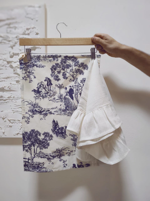 Pack x2 textil 1 Toile + 1 volado blanco