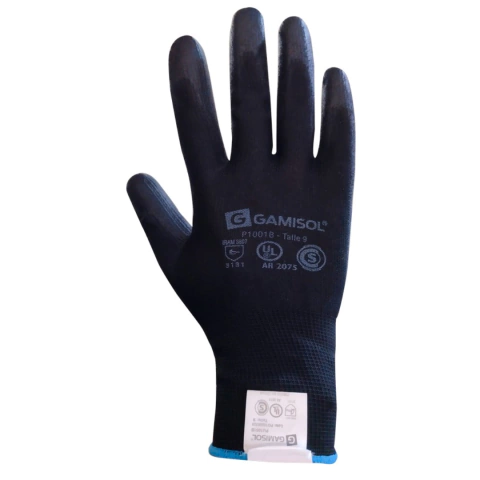 Guante Gamisol Poly Baño Pu Espumado P/Elas.Negro Pu1001b