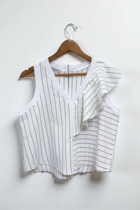 Musculosa Valencia rayas negras fondo blanco - comprar online