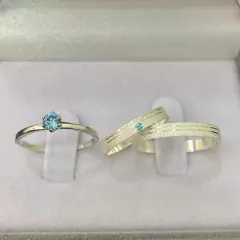 Combo Lunar par de aliança + anel solitário