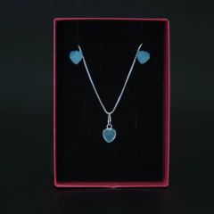 CONJUNTO CORAÇÃO ZIRCONIA AZUL PISCINA