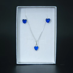 Conjunto Coração Azul Bic 6mm