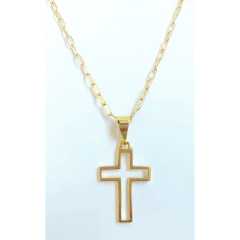 Imagem do Corrente Cadeado Chapada com Pingente Cruz Vazada