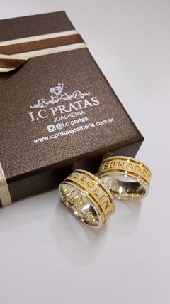 Aliança Personalite Prata 950+Banho de ouro 18k