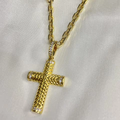 CORRENTE CADEADO 5MM FECHO GAVETA 2TRAVA PERSONALIZADA COM PINGENTE CRUZ TRABALHADA LEON na internet