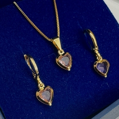 conjunto coração cristal rosa na internet