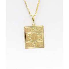 Corrente Cadeado Tijolinho com Pingente Placa Estrela Davi - comprar online