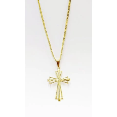 Corrente Pilastrina com Pingente cruz Vazada Trabalhada - comprar online