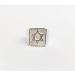 Anel Quadrado Estrela De Davi