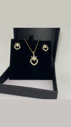 Imagem do CONJUNTO CORAÇÃO CABINHO NAVETE BANHADO OURO18K