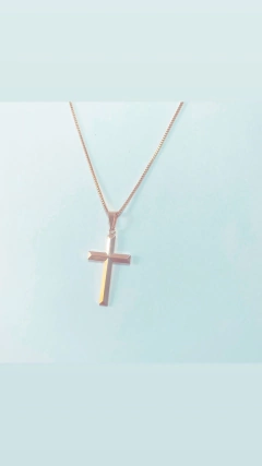 CONJUNTO CRUZ CHANFRADA BANHADA OURO18K na internet