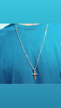 CONJUNTO CRUZ CHANFRADA BANHADA OURO18K - comprar online