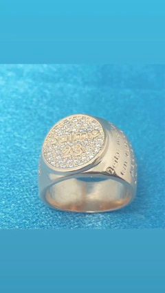 Imagem do ANEL SALMO23 OVAL CRAVEJADO BANHADO OURO18K