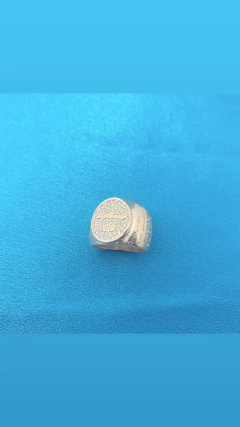 ANEL SALMO23 OVAL CRAVEJADO BANHADO OURO18K - I C Pratas Joalherias