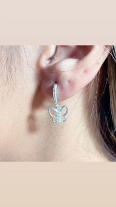 BRINCO ANZOL BORBOLETA PRATA VAZADA - comprar online