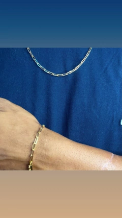 CONJUNTO MIAMI CADEADO ELO LONGO 4MM BANHADA OURO18K - I C Pratas Joalherias