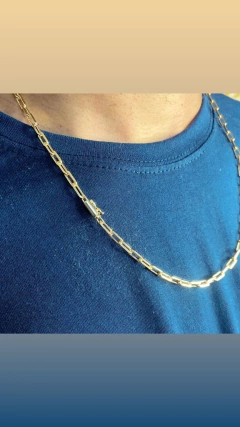 Imagem do CONJUNTO MIAMI CADEADO ELO LONGO 4MM BANHADA OURO18K