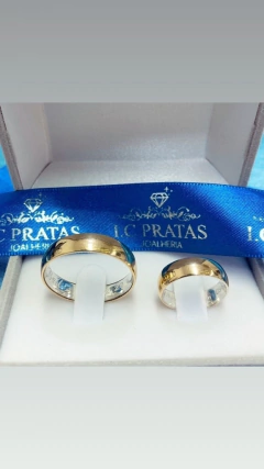 ALIANÇA EM OURO18K COM PRATA950 - I C Pratas Joalherias