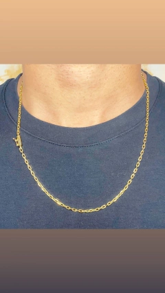 CORRENTE CADEADO ELO CURTO 2,5MM BANHADA OURO18K