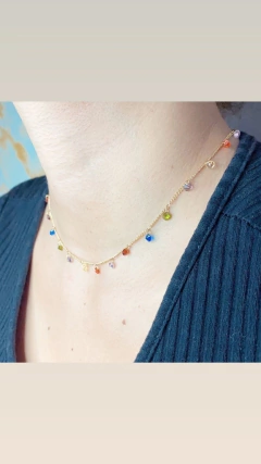 COLAR CHOCKER CRISTAL COLORIDO BANHADO A OURO18K na internet