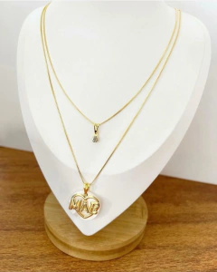 COLAR DUPLO MÃE FOLHEADO OURO18K
