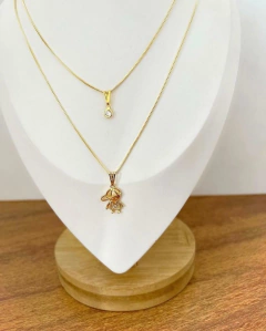 COLAR BONECO DUPLO FOLHEADO OURO18K