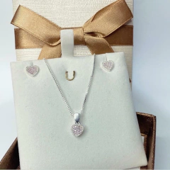 CONJUNTO CORAÇÃO MICRO ZIRCONIA ROSA PRATA925 na internet