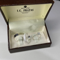 PAR DE ALIANÇAS CASTELO 4MM + ANEL SOLITARIO BRINDE - I C Pratas Joalherias