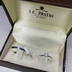 PAR DE ALIANÇAS CINDERELA 2MM + ANEL SOLITARIO BRINDE - comprar online