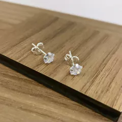 BRINCO PRATA 5MM REDONDO ZIRCONIA BRANCA - comprar online