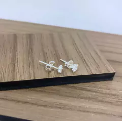 Par Brinco zirconia Branca Redondo 4MM PRATA925 - comprar online