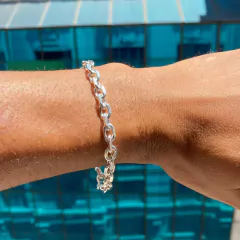 PULSEIRA CADEADO 6,5MM PRATA925 - I C Pratas Joalherias