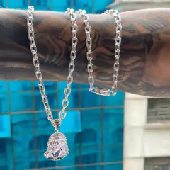 CORRENTE CADEADO 5MM + FACE CRISTO PRATA925 na internet