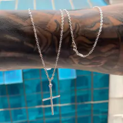 CORRENTE CADEADO 2MM + PINGENTE CRUZ PRATA925
