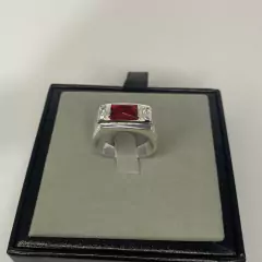 ANEL TIPO FORMATURA PRATA925 VERMELHO RUBI