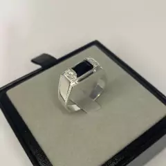 ANEL TIPO FORMATURA PRATA925 PRETO ONIX