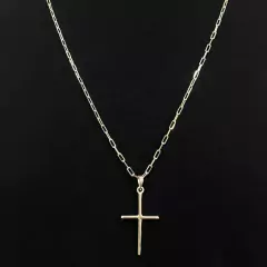 CORRENTE CADEADO 2MM ELO LONGO + PINGENTE CRUZ PRATA925