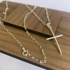 CORRENTE CADEADO 2MM ELO LONGO + PINGENTE CRUZ PRATA925 - comprar online