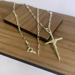 CORRENTE CADEADO CHAPA 2MM + PINGENTE CRUZ C/ NÓ PRATA925 - comprar online