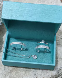 COMBO ONLY LOVE - Par de Alianças + Anel Solitário + Colar Ponto de Luz - comprar online