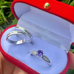 COMBO PAIXÃO PAR DE ALIANÇAS E ANEL SOLITARIO - comprar online