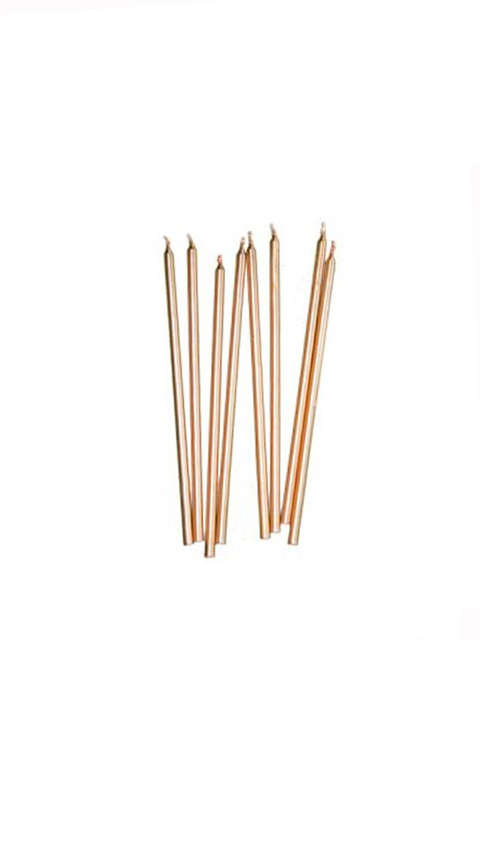 Vela larga metalizada rose gold x1