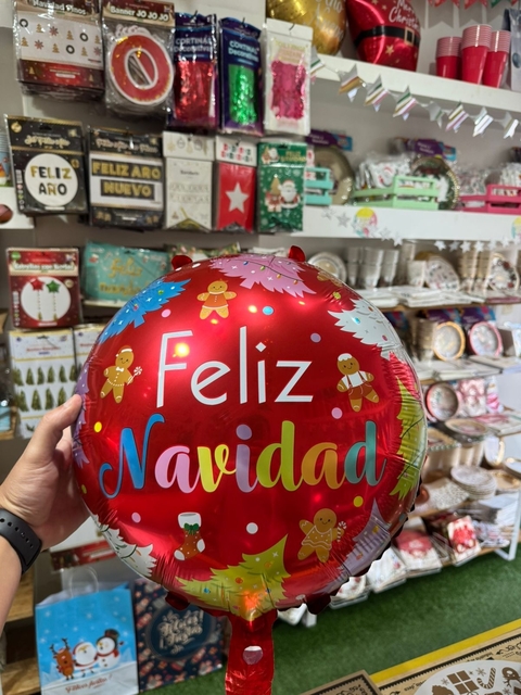 Globo feliz Navidad objetos rojo x1