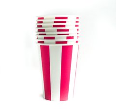 vaso rayas fucsia y blanco x6