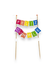 topper feliz cumple multicolor x1