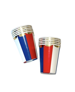 VASOS RAYAS CON DORADO X10 - comprar online