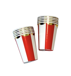 VASOS RAYAS CON DORADO X10 - Kumi Happy Store